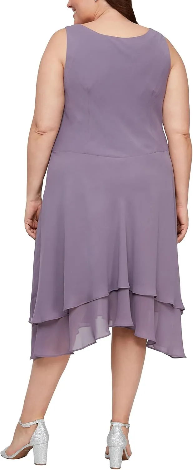 S.L. Fashions Women's Plus Size Embellished Tiered Mother of The Bride Gown with Jacket, Wedding Guest, Formal Event Dress