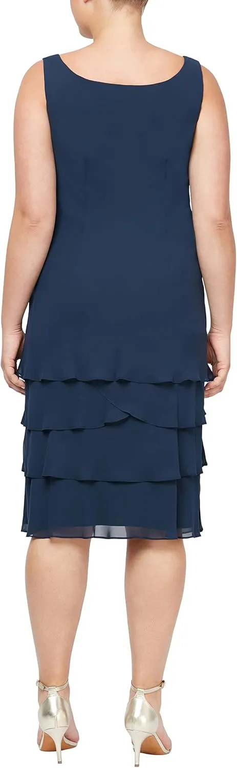 S.L. Fashions Women's Plus Size Two Piece Embellished Jacket Dress