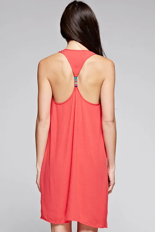 Sleeveless Beaded Racer Back Mini Dress