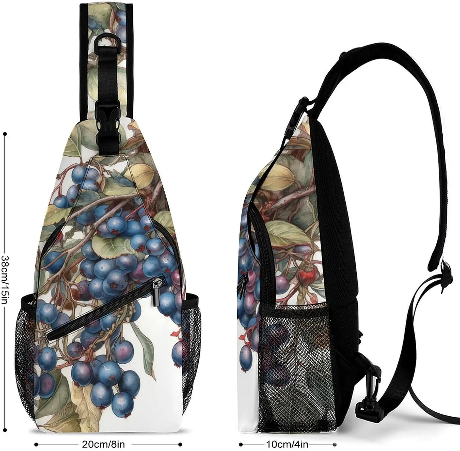 Sling Bag for Women Men Chest Bag Berries on Tree Daypack Fanny Pack Cross Body Bag for Traveling