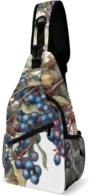 Sling Bag for Women Men Chest Bag Berries on Tree Daypack Fanny Pack Cross Body Bag for Traveling