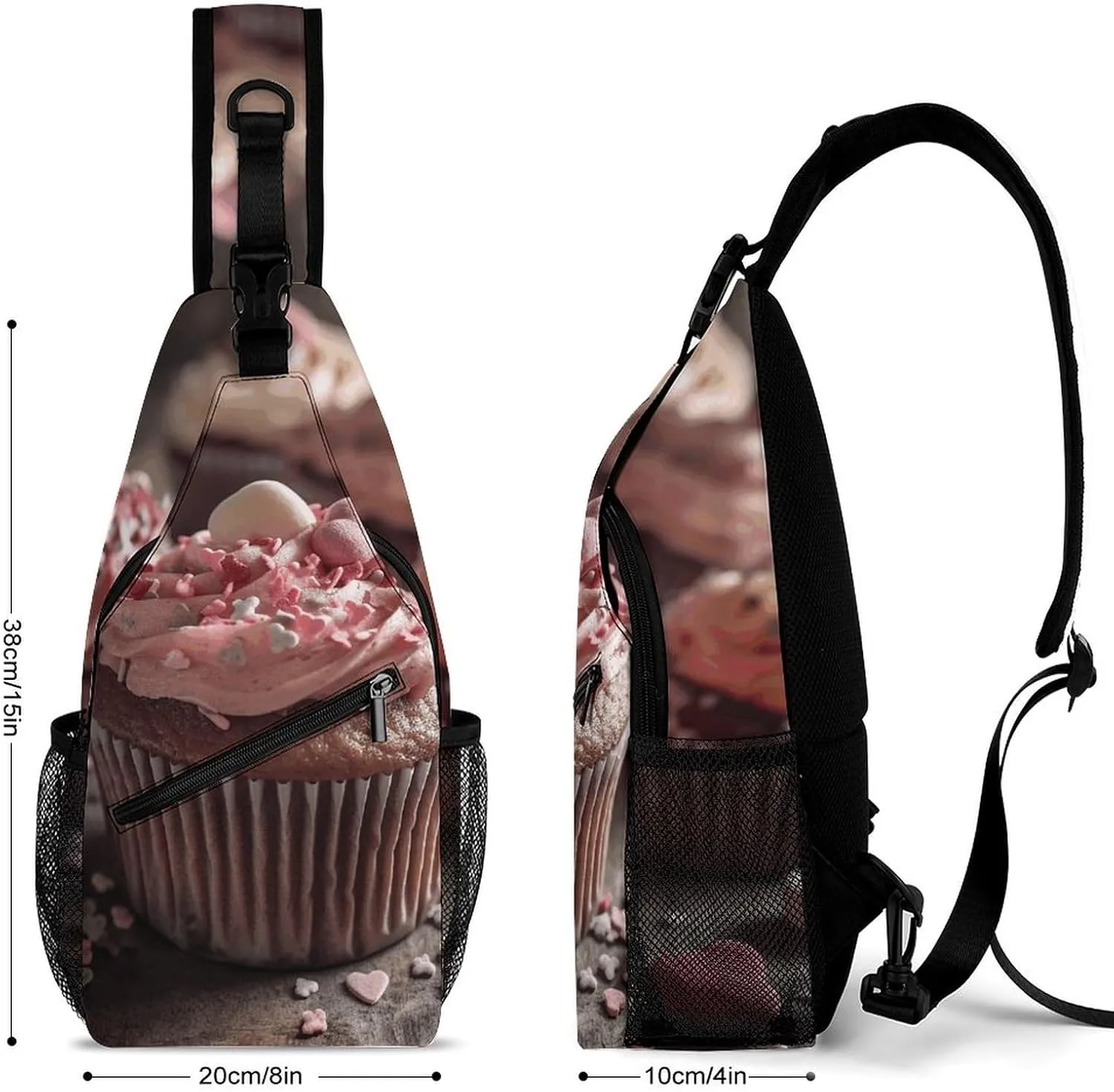 Sling Bag for Women Men Chest Bag Dessert Cake Daypack Fanny Pack Cross Body Bag for Traveling