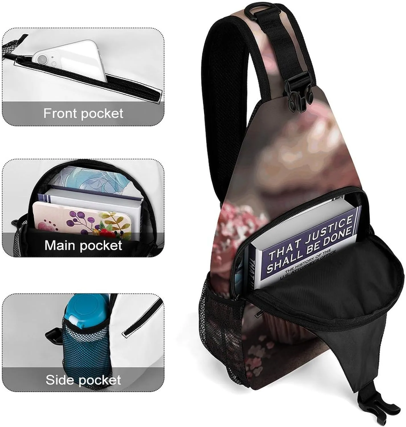 Sling Bag for Women Men Chest Bag Dessert Cake Daypack Fanny Pack Cross Body Bag for Traveling