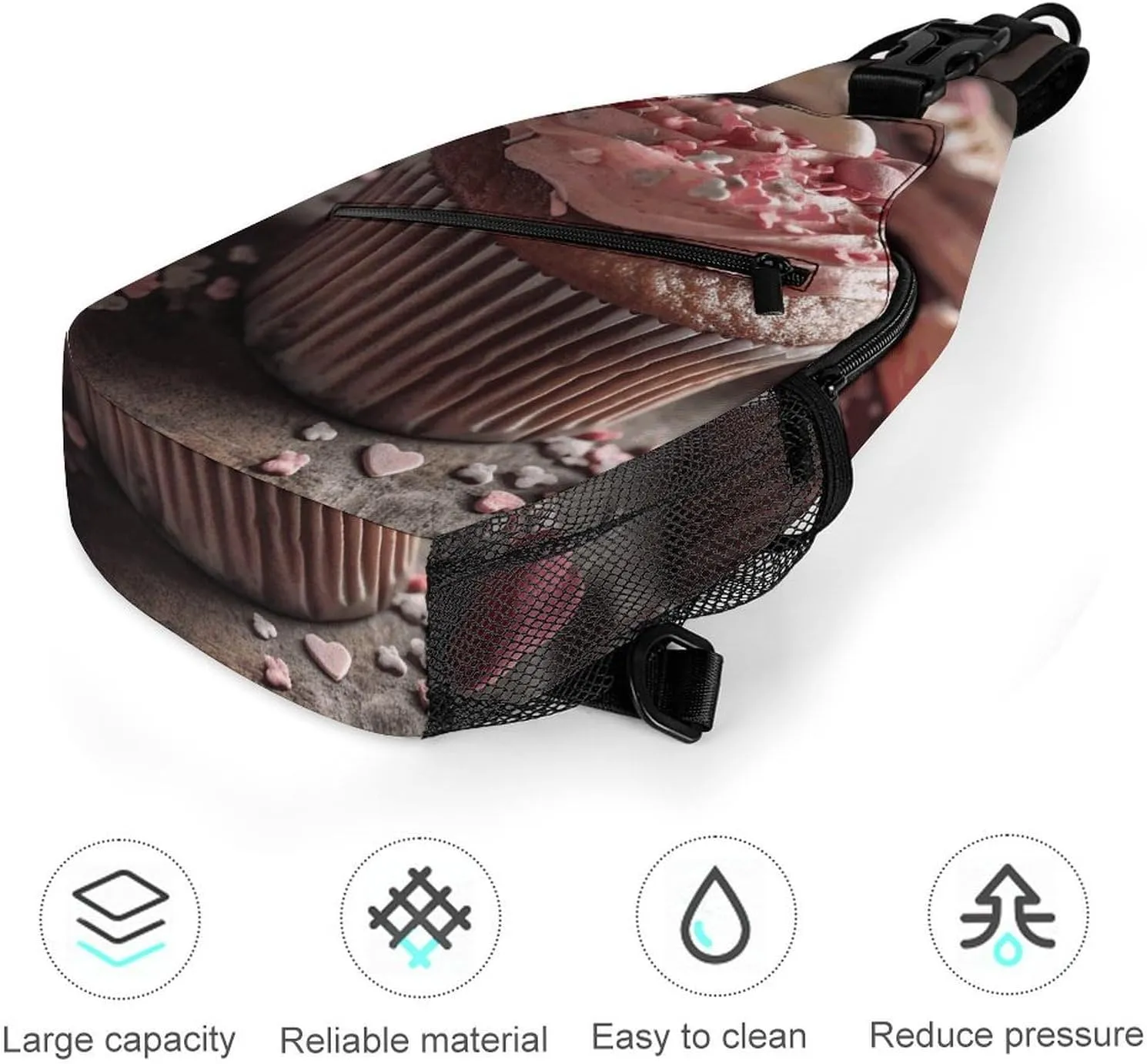 Sling Bag for Women Men Chest Bag Dessert Cake Daypack Fanny Pack Cross Body Bag for Traveling