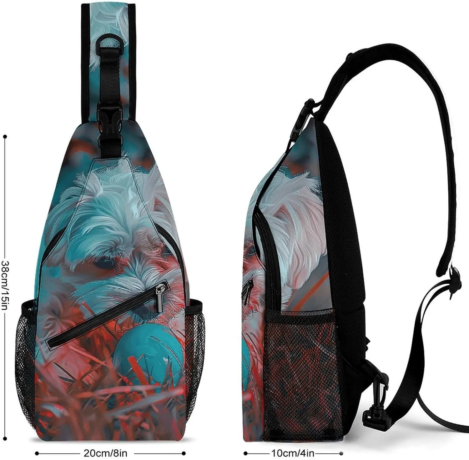 Sling Bag for Women Men Chest Bag Dog Playing with Toys Daypack Fanny Pack Cross Body Bag for Traveling