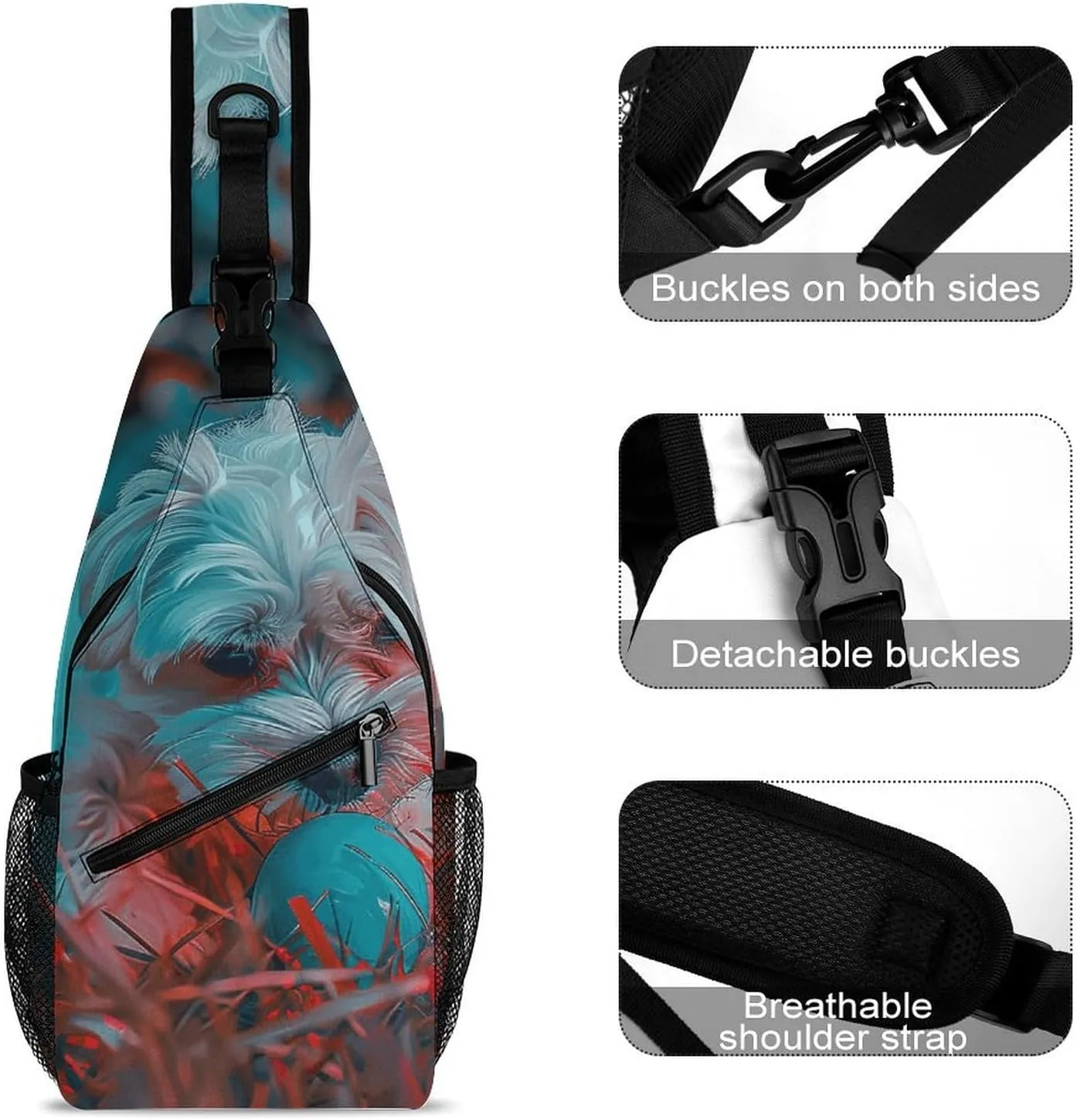 Sling Bag for Women Men Chest Bag Dog Playing with Toys Daypack Fanny Pack Cross Body Bag for Traveling