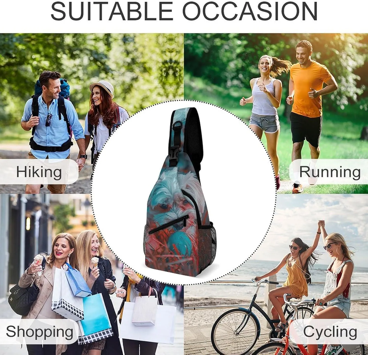 Sling Bag for Women Men Chest Bag Dog Playing with Toys Daypack Fanny Pack Cross Body Bag for Traveling
