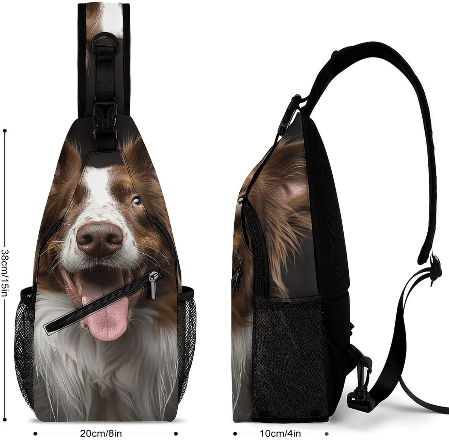 Sling Bag for Women Men Chest Bag Dog Sticking Out Tongue Daypack Fanny Pack Cross Body Bag for Traveling