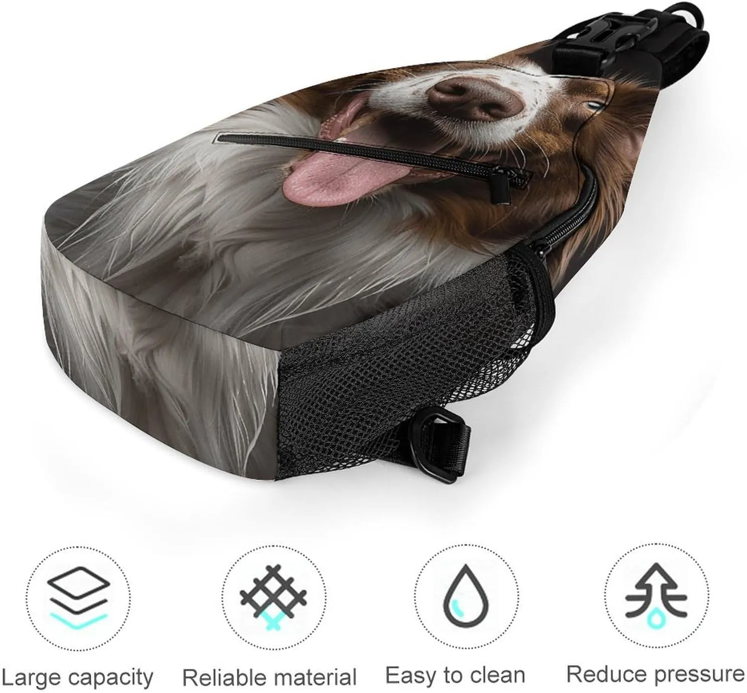 Sling Bag for Women Men Chest Bag Dog Sticking Out Tongue Daypack Fanny Pack Cross Body Bag for Traveling
