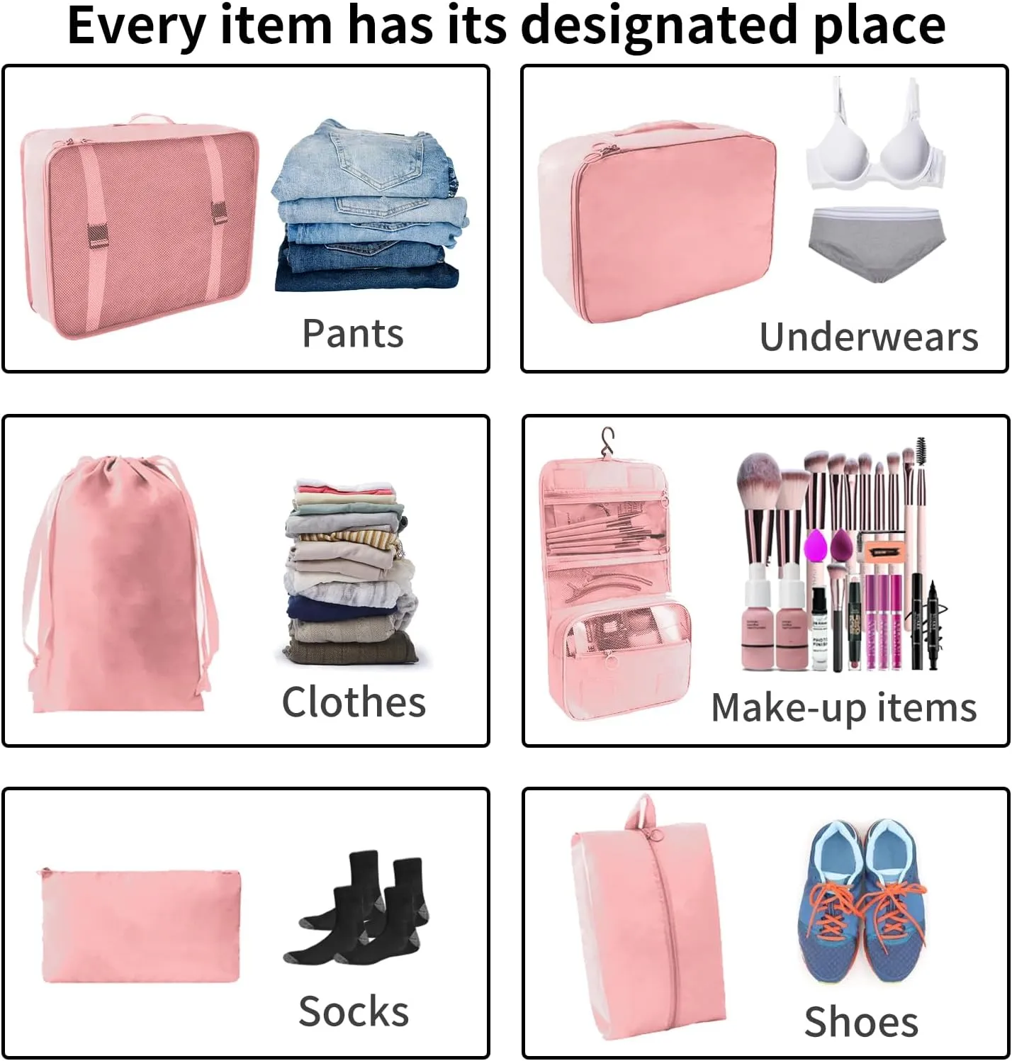 SLMT 10 Set Packing Cubes for Suitcases, Luggage Organizer Bags for Carry On, Travel Bags Organizer for Luggage, Must Have Travel Essentials for Women and Men (Pink)