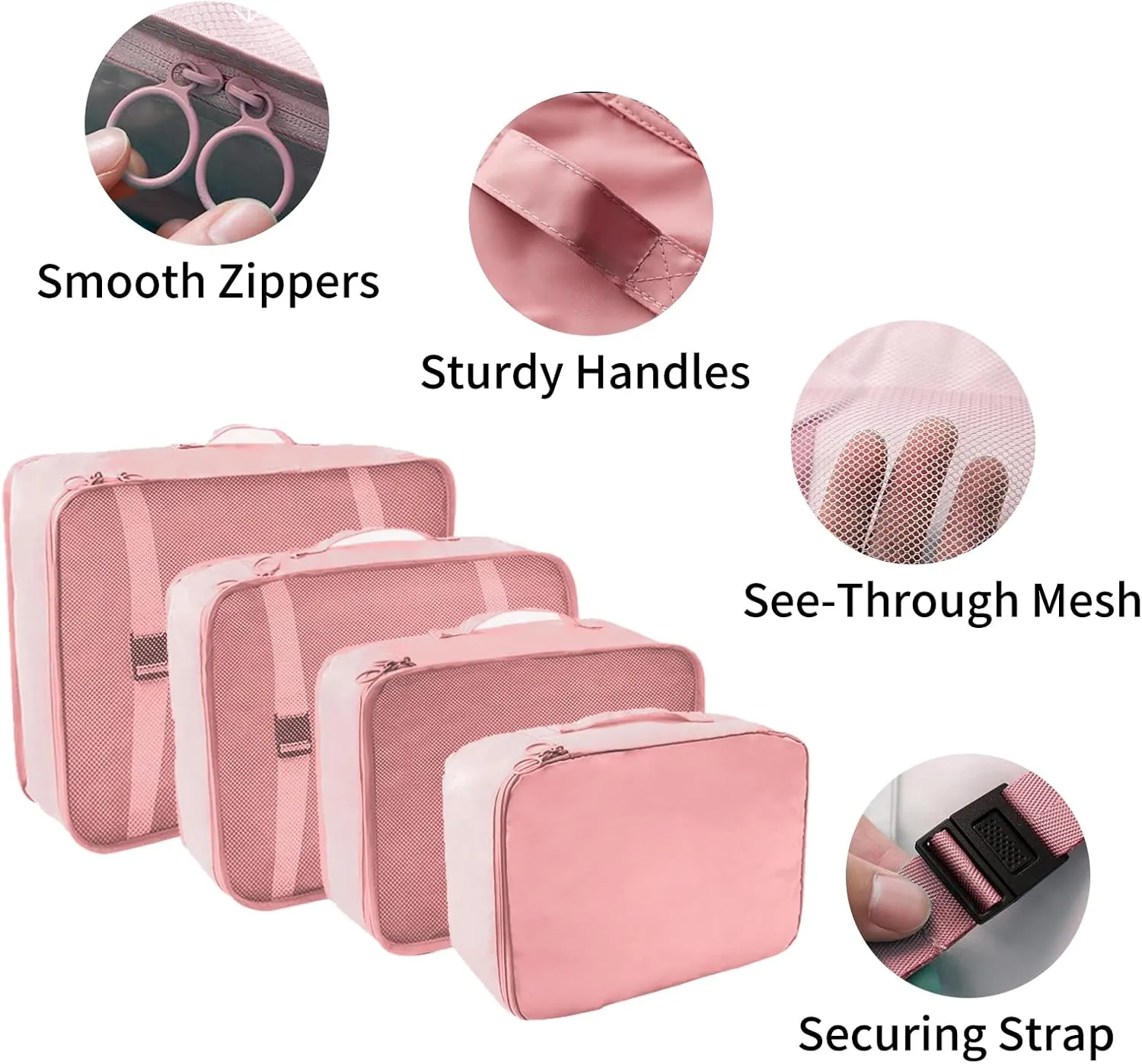 SLMT 10 Set Packing Cubes for Suitcases, Luggage Organizer Bags for Carry On, Travel Bags Organizer for Luggage, Must Have Travel Essentials for Women and Men (Pink)