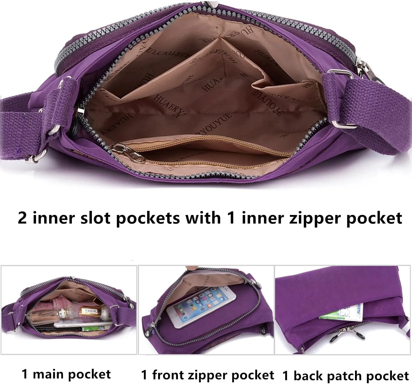 Small Crossbody Bags for Women Shoulder Purses Waterproof Nylon Travel Casual Daypack