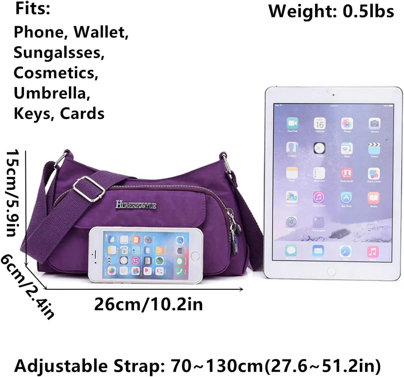 Small Crossbody Bags for Women Shoulder Purses Waterproof Nylon Travel Casual Daypack