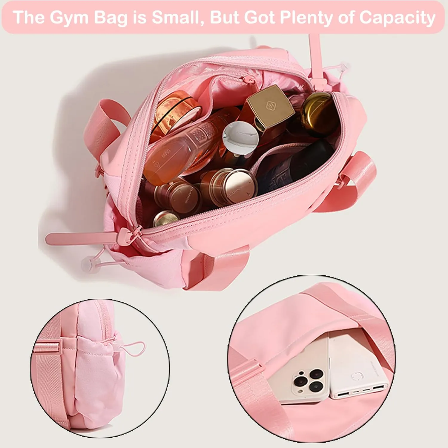 Small Gym Bag for Women Mini Duffle Bag with Wet Compartment Carry on Duffel Bags Weekender Tote Bags for Workout Dance Sport Fitness (Pink)