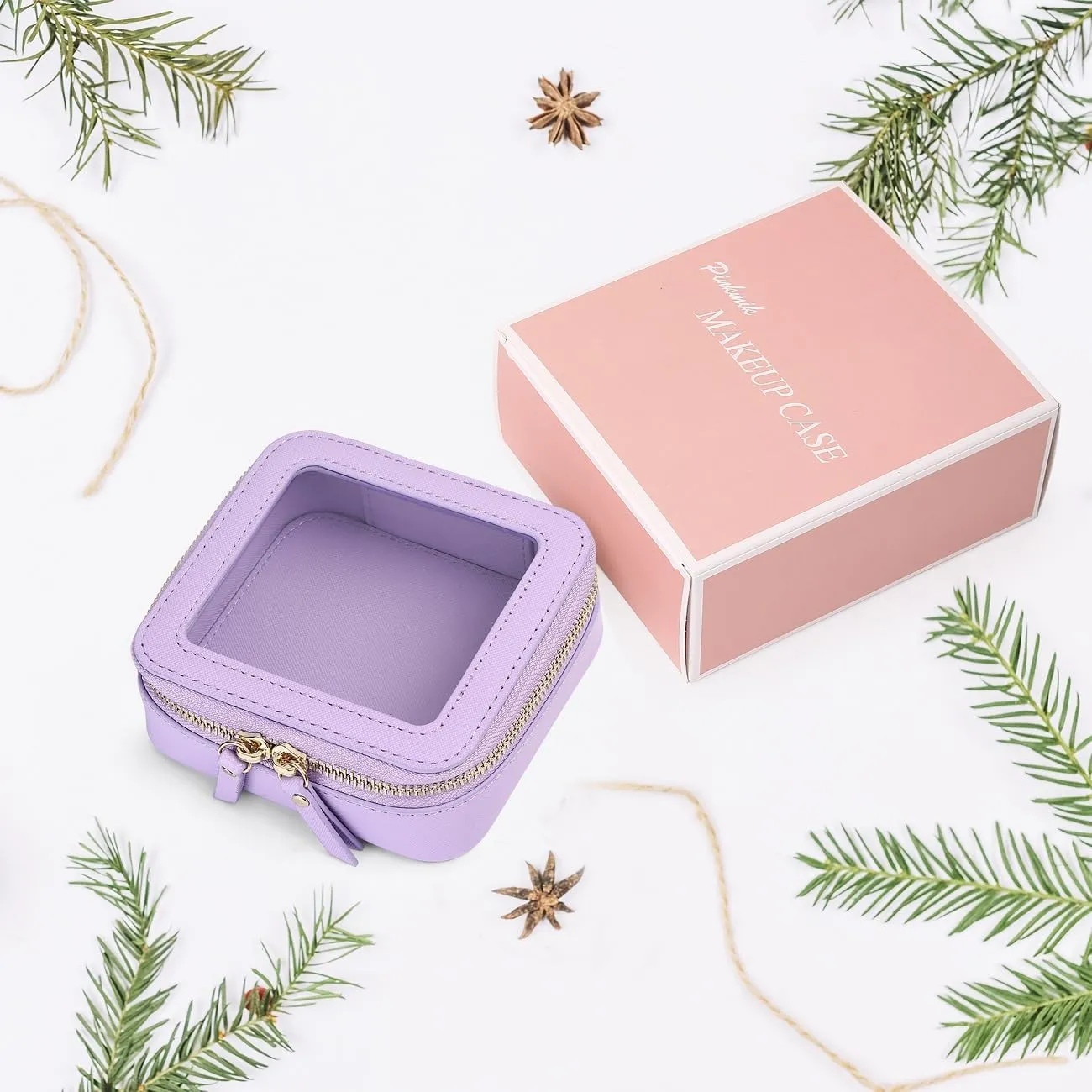Small Makeup Bag Mini Clear Cosmetic Makeup Case & Toiletry Bag with Zipper Women's Purse Organizer & Car Essentials (X/Purple, MINI)