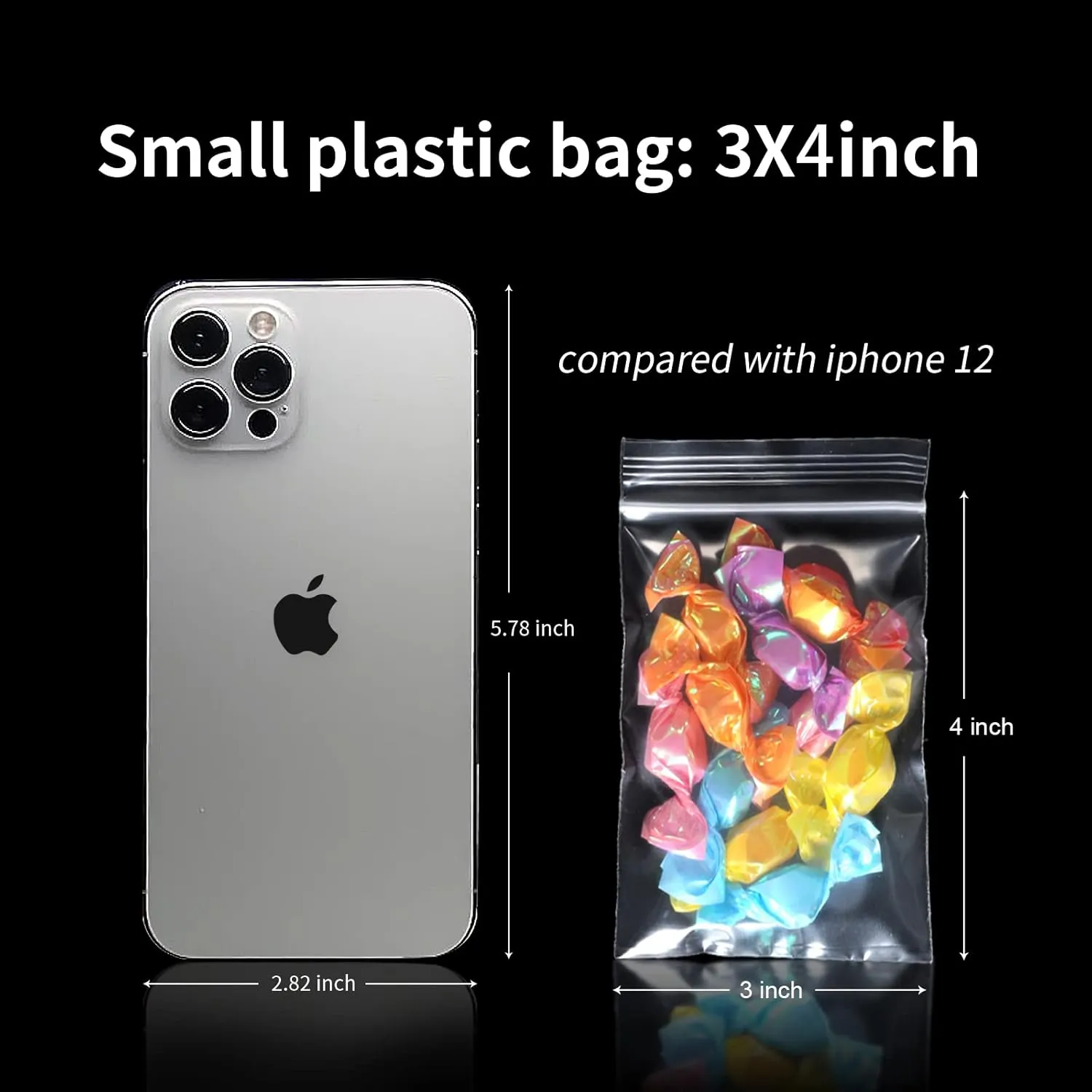 Small Plastic Bags 3x4, 1000pcs, Transparent for Pills, Clear Reusable Baggies for Jewelry, Coins, Candy, etc