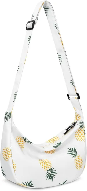 Small Sling Crossbody Bag for Women Men Trendy, Mini Crescent Bag with Adjustable Strap, 2 Zippers Lightweight Nylon Bag
