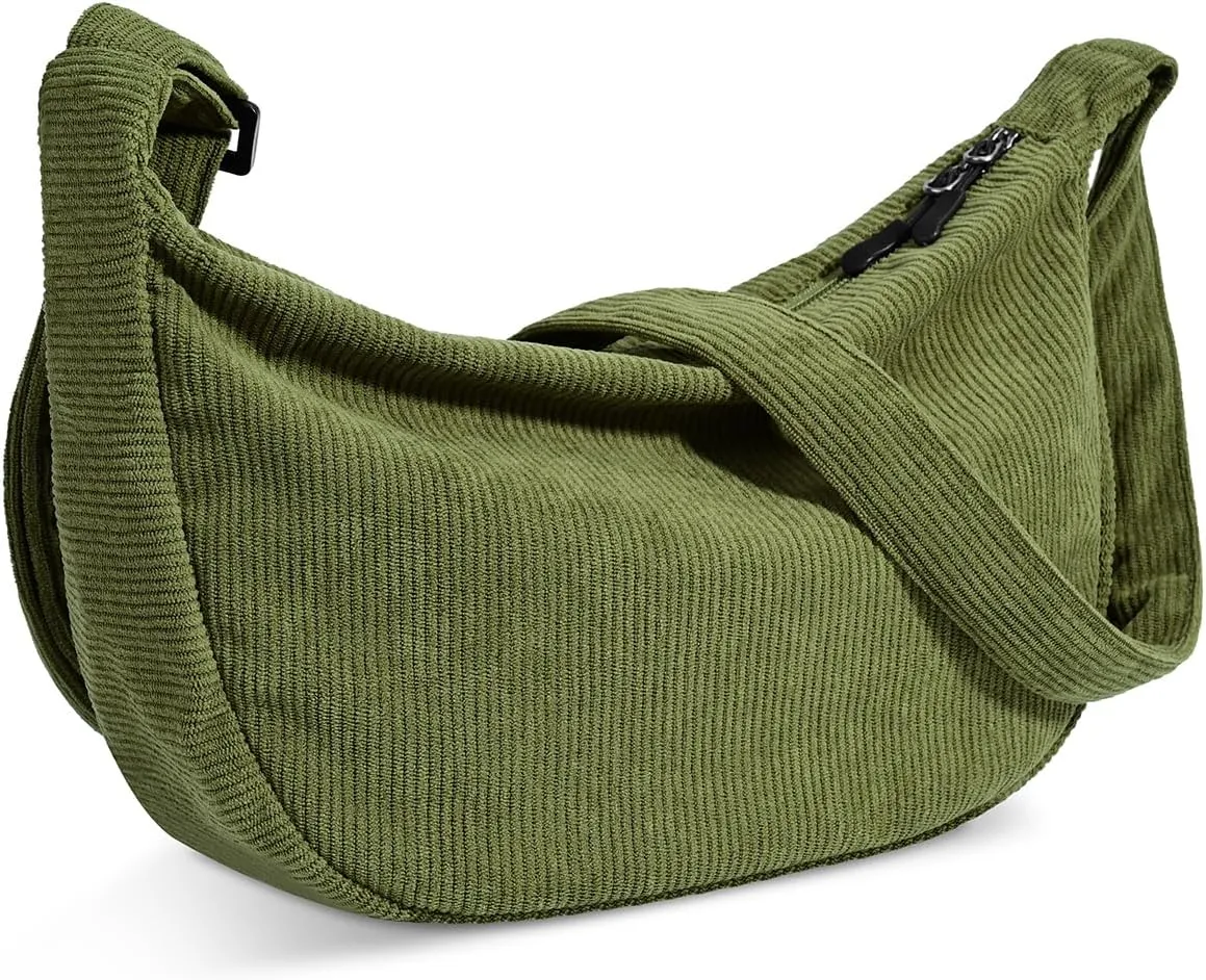 Small Sling Crossbody Bag for Women Men Trendy, Mini Crescent Bag with Adjustable Strap, 2 Zippers Lightweight Nylon Bag
