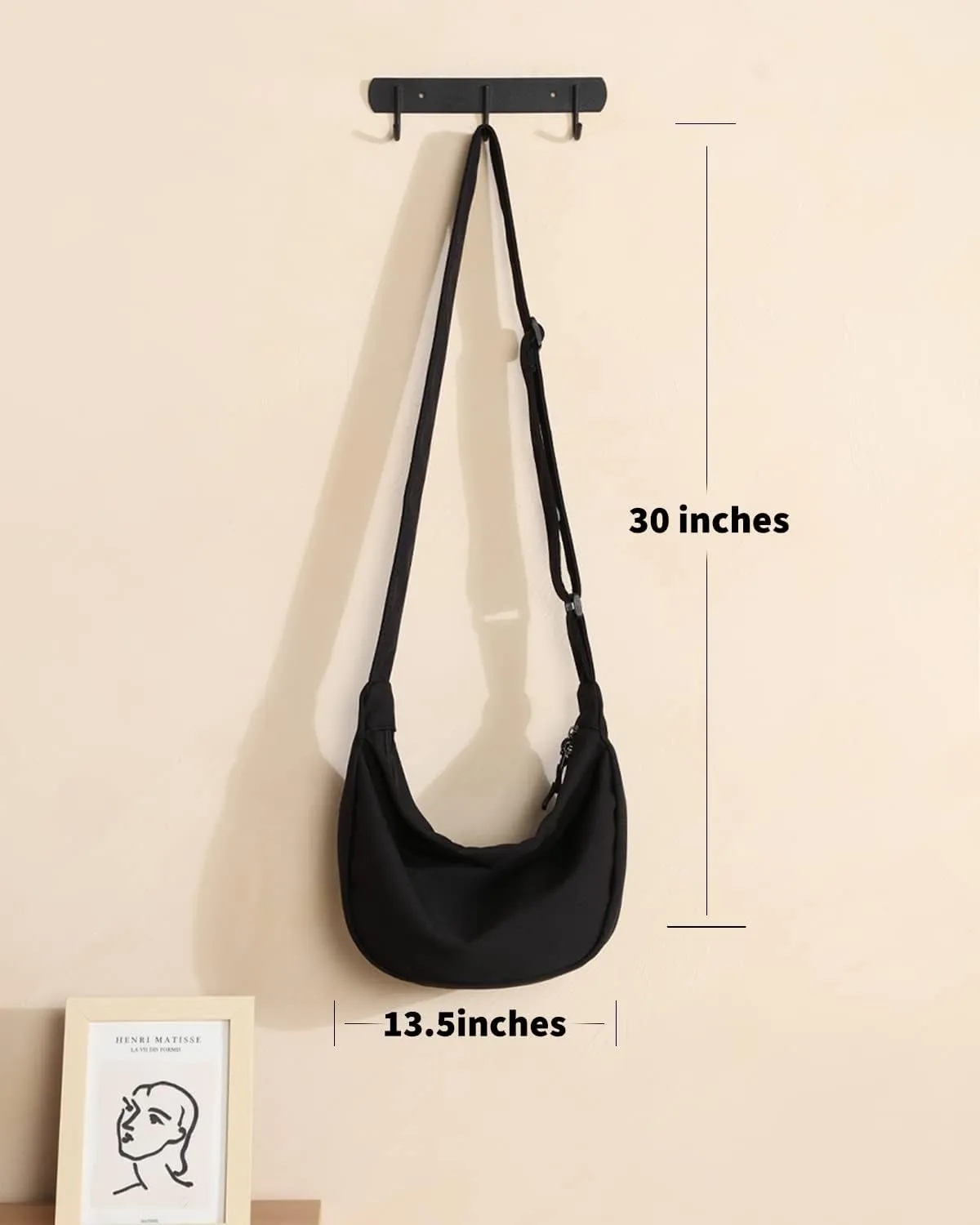 Small Sling Crossbody Bag for Women Men Trendy, Mini Crescent Bag with Adjustable Strap, 2 Zippers Lightweight Nylon Bag