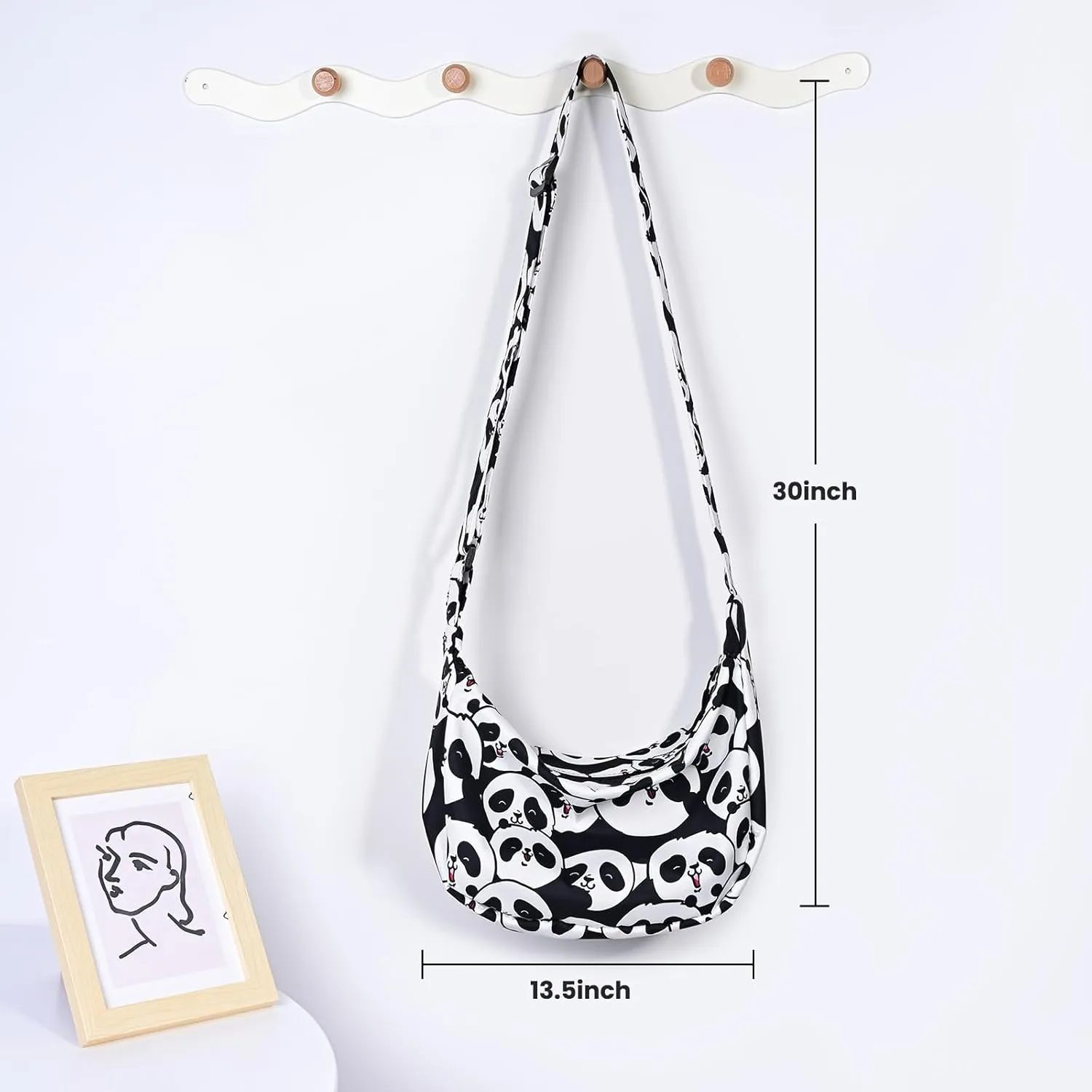 Small Sling Crossbody Bag for Women Men Trendy, Mini Crescent Bag with Adjustable Strap, 2 Zippers Lightweight Nylon Bag