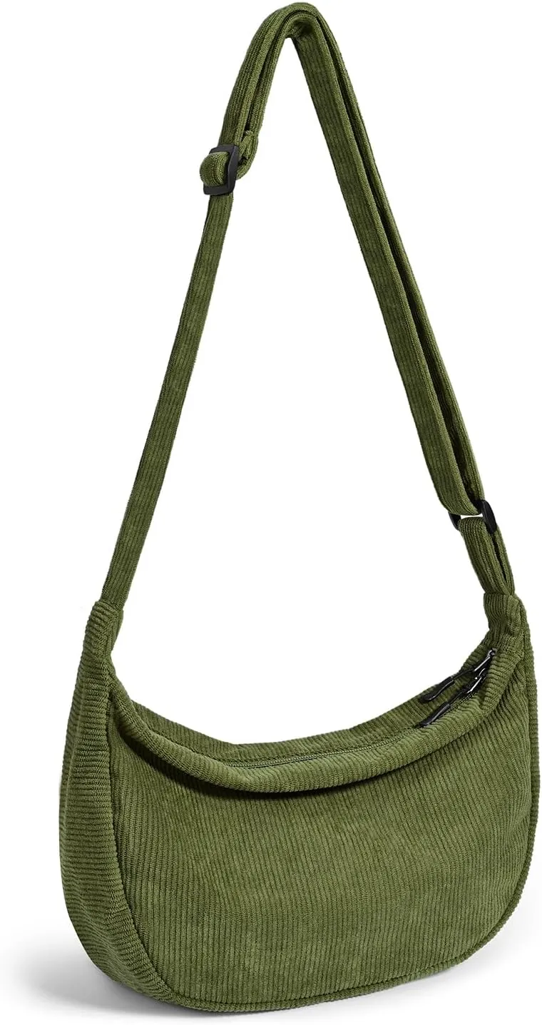 Small Sling Crossbody Bag for Women Men Trendy, Mini Crescent Bag with Adjustable Strap, 2 Zippers Lightweight Nylon Bag
