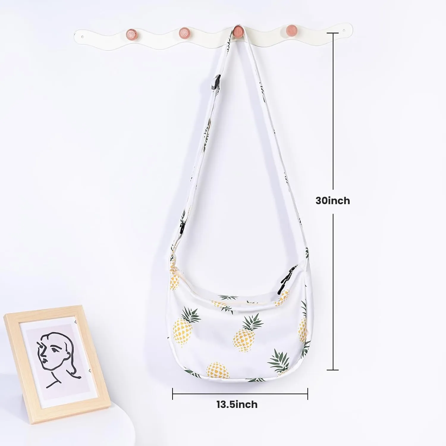 Small Sling Crossbody Bag for Women Men Trendy, Mini Crescent Bag with Adjustable Strap, 2 Zippers Lightweight Nylon Bag