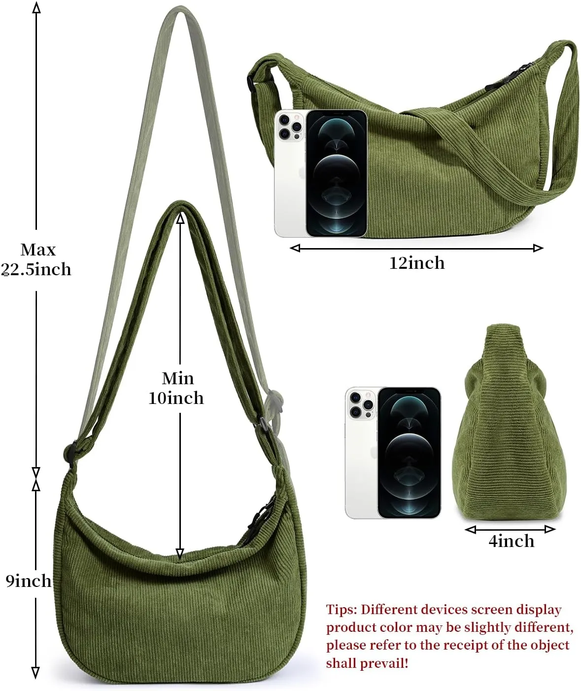 Small Sling Crossbody Bag for Women Men Trendy, Mini Crescent Bag with Adjustable Strap, 2 Zippers Lightweight Nylon Bag