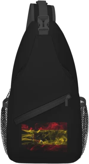 Smoke Style Flag Of Spain Crossbody Bags For Women Men Chest Backpack Gym Shoulder Bag Travel Outdoor Sports Casual Crossbody Bags