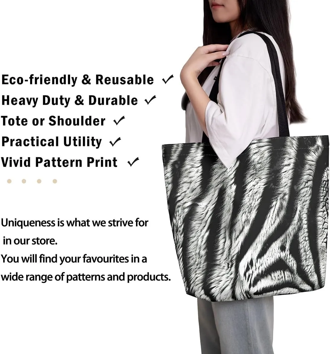 Snake Canvas Tote Bag for Women,Wild Animal The Tote Bag,Little Dragon Snake Hide Reusable Cloth Cotton Bags