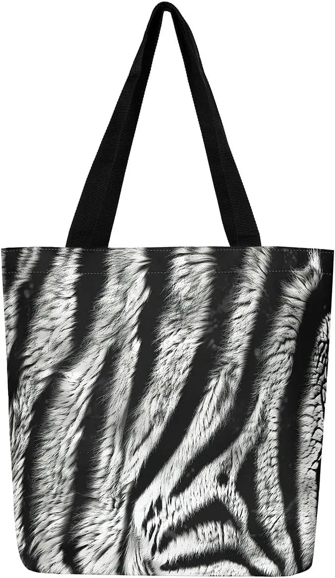 Snake Canvas Tote Bag for Women,Wild Animal The Tote Bag,Little Dragon Snake Hide Reusable Cloth Cotton Bags