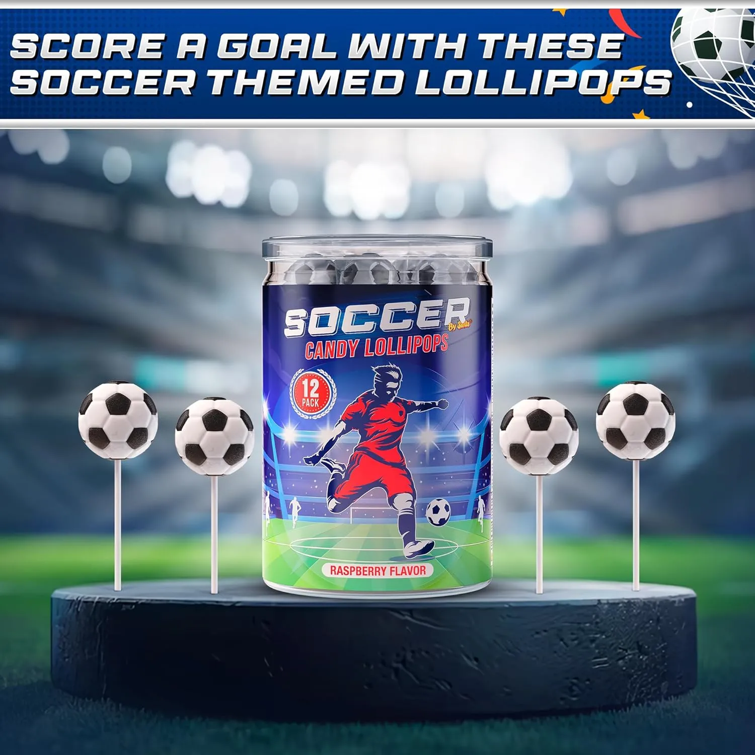 Soccer Lollipops 12pk- Soccer Candy For Soccer Party Supplies - Soccer Ball Candy For Soccer Birthday Party Decorations-Suckers,Soccer Snacks