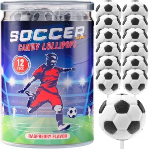 Soccer Lollipops 12pk- Soccer Candy For Soccer Party Supplies - Soccer Ball Candy For Soccer Birthday Party Decorations-Suckers,Soccer Snacks
