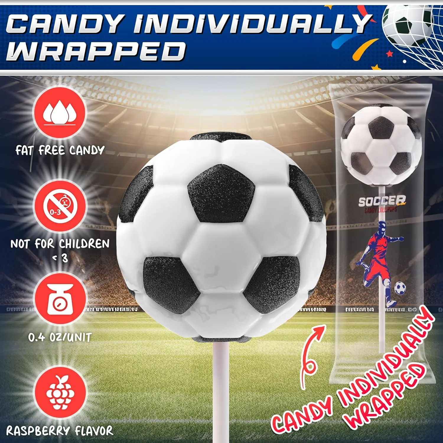 Soccer Lollipops 12pk- Soccer Candy For Soccer Party Supplies - Soccer Ball Candy For Soccer Birthday Party Decorations-Suckers,Soccer Snacks