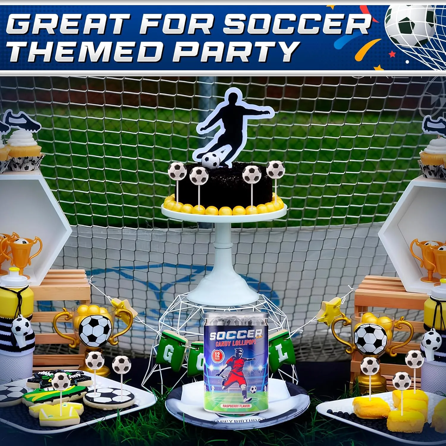 Soccer Lollipops 12pk- Soccer Candy For Soccer Party Supplies - Soccer Ball Candy For Soccer Birthday Party Decorations-Suckers,Soccer Snacks