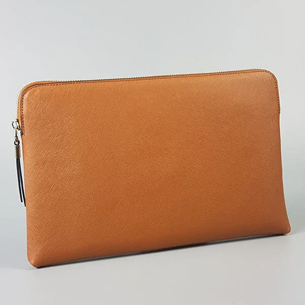 SORRENTO - Cognac Structured Saffiano Clutch