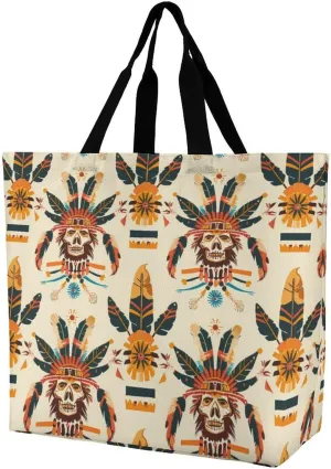 Southwestern Native American Pattern Shopping Bag Reusable Tote Bag Lightweight Shoulder Bag Grocery Bag for Women Men