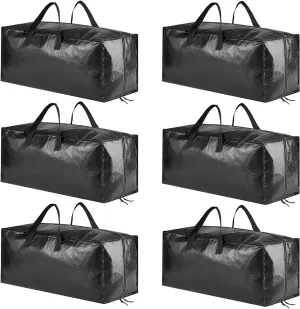 SpaceAid Heavy Duty Moving Bags, Extra Large Storage Totes W/Backpack Straps Strong Handles & Zippers, Alternative to Moving Boxes, Packing & Moving Supplies, Black (6 Pack)