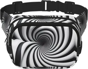 Spiral optical illusion gif men's waist bag â€“ large capacity crossbody shoulder bag, retro travel waist pack, durable and stylish