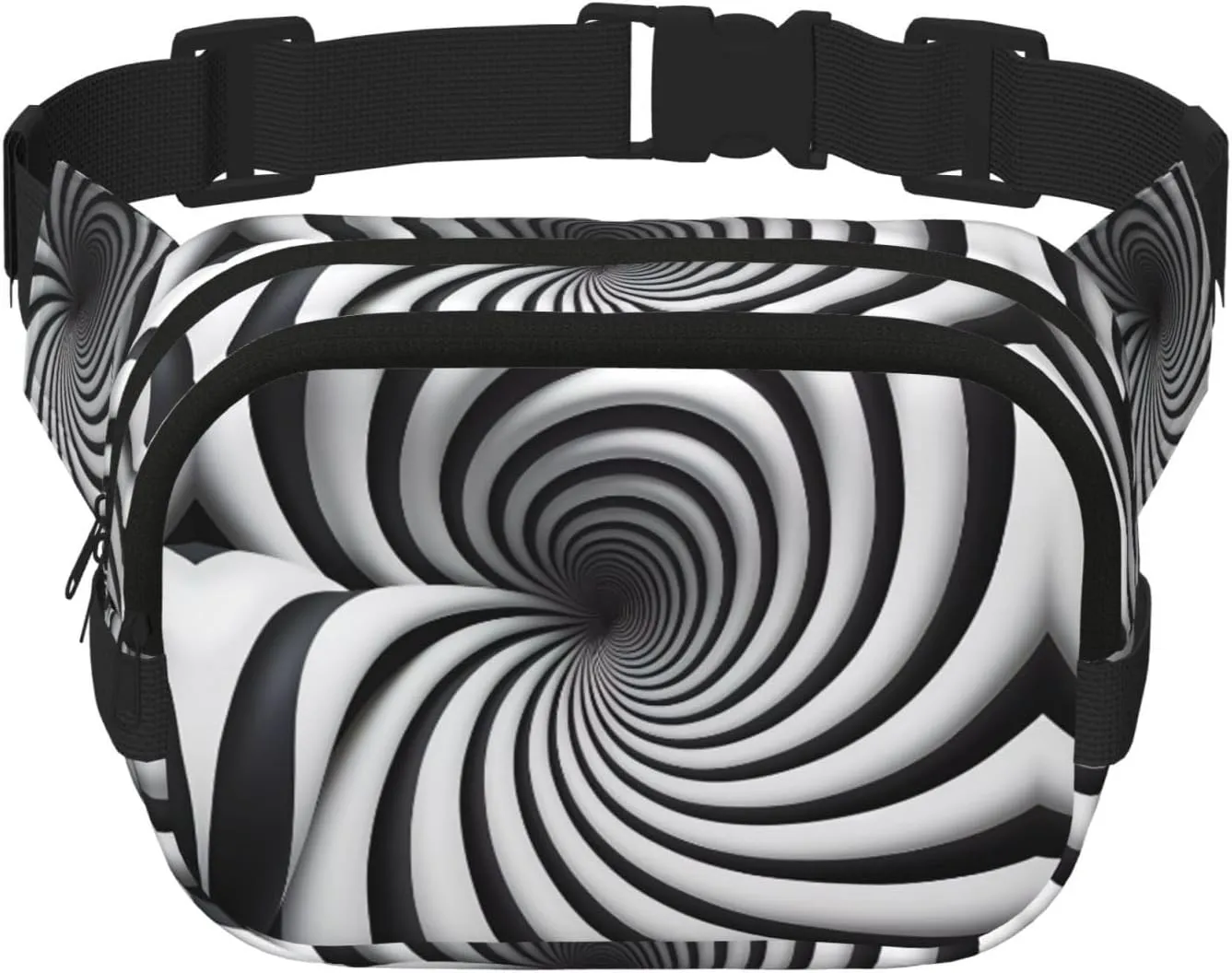 Spiral optical illusion gif men's waist bag â€“ large capacity crossbody shoulder bag, retro travel waist pack, durable and stylish