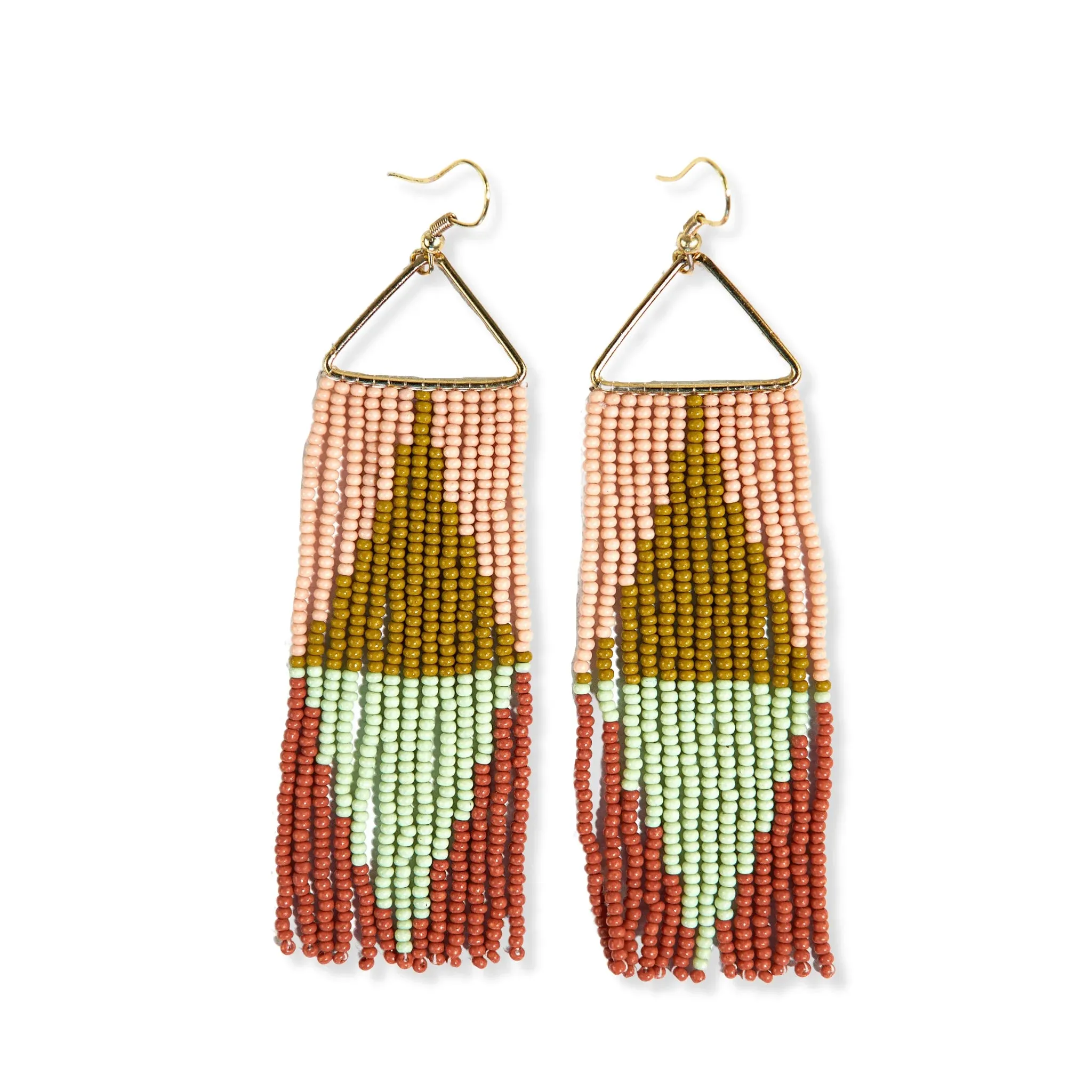 Split Diamond Beaded Fringe Earrings