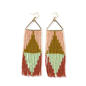 Split Diamond Beaded Fringe Earrings