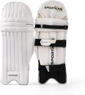 SPORTAXIS Professional Lightweight Cricket Batting Leg Pads for Men (White)