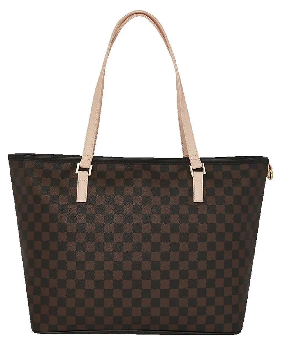 Sprayground Women Bandolero Nouveau Tote In Brown Check