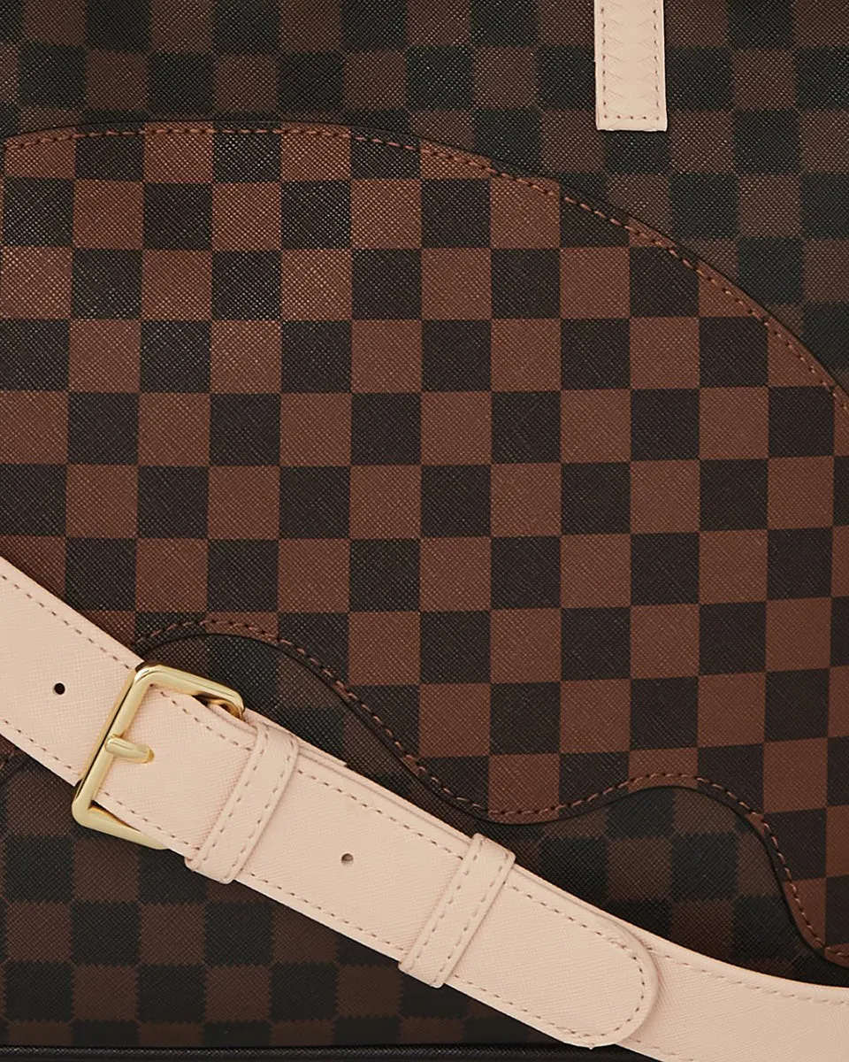 Sprayground Women Bandolero Nouveau Tote In Brown Check