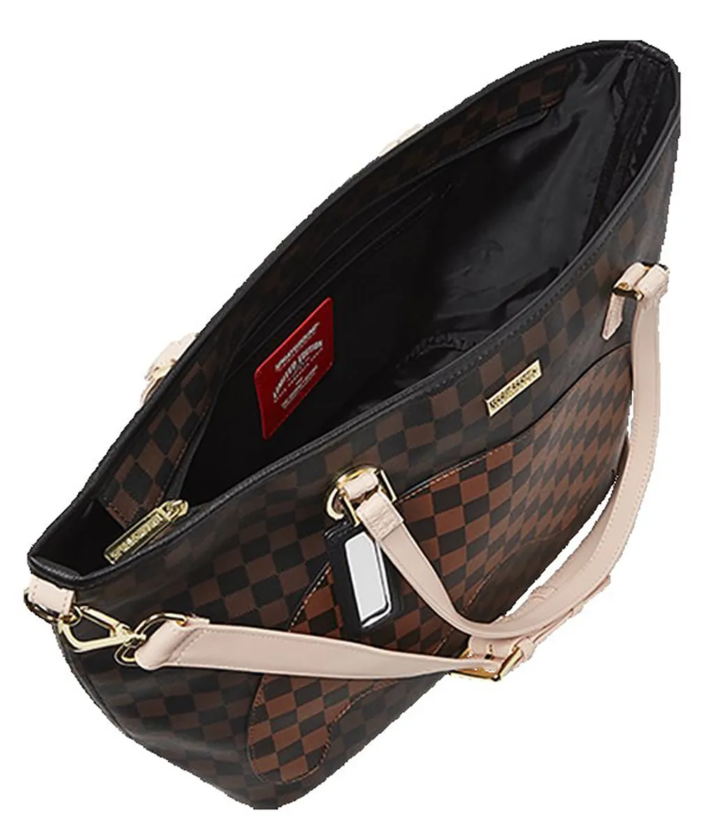 Sprayground Women Bandolero Nouveau Tote In Brown Check