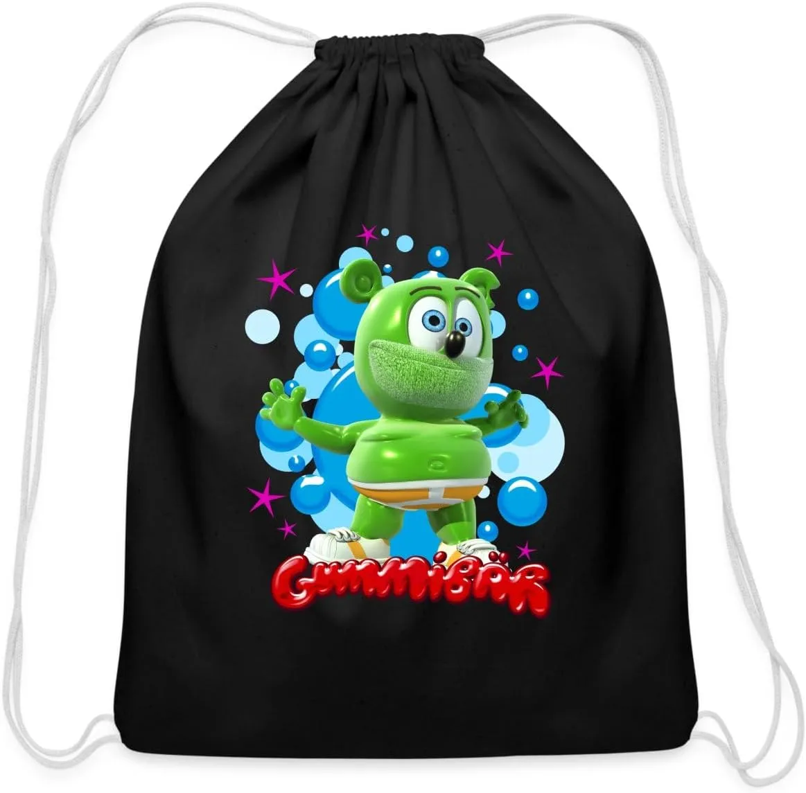 Spreadshirt Gummibär Gummy Bear Song Official License Cotton Drawstring Bag, One Size, black