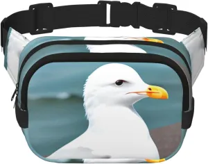 Square Double Layer Waist Bag - Crossbody Bag/Adjustable Strap Chest,for Travel Workout Running print Cute seagull