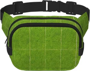 Square Double Layer Waist Bag - Crossbody Bag/Adjustable Strap Chest,for Travel Workout Running print Green Grassland