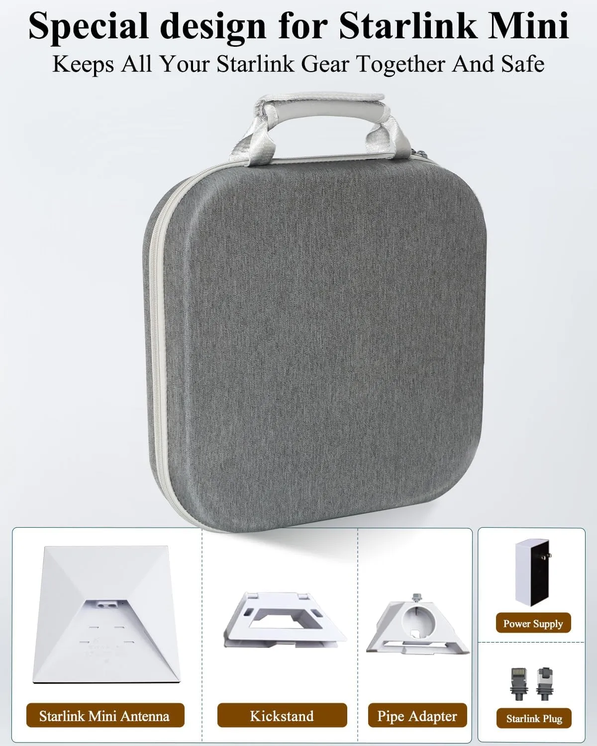 Starlink Mini Case, Starlink Mini Travel Case, Shockproof, Water-Resistant, and Dustproof Storage with Customizable Interior (Gray)