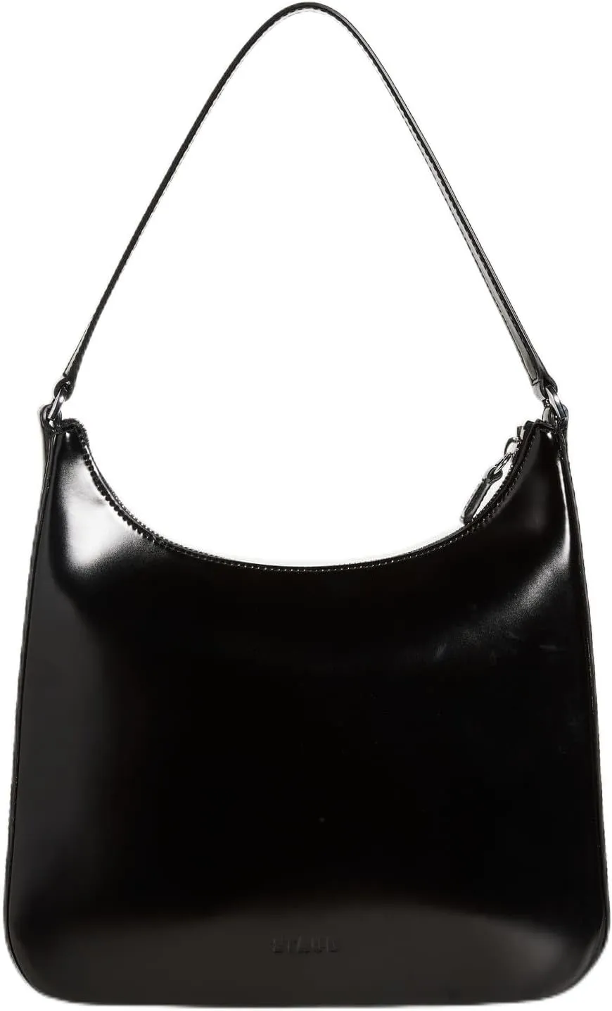 STAUD Women's Black High Shine Leather Alec Shoulder Handbag